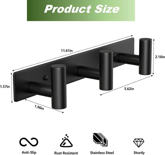 Wall Mounted Coat Rack-3 Hooks, Heavy Duty Stainless Steel Wall Hooks for Towel Coat Bag, Hat Rack Coat Hanger Coat Hooks Towel Racks for Bathroom Entryway Kitchen Office (Silver, 1 Pack)