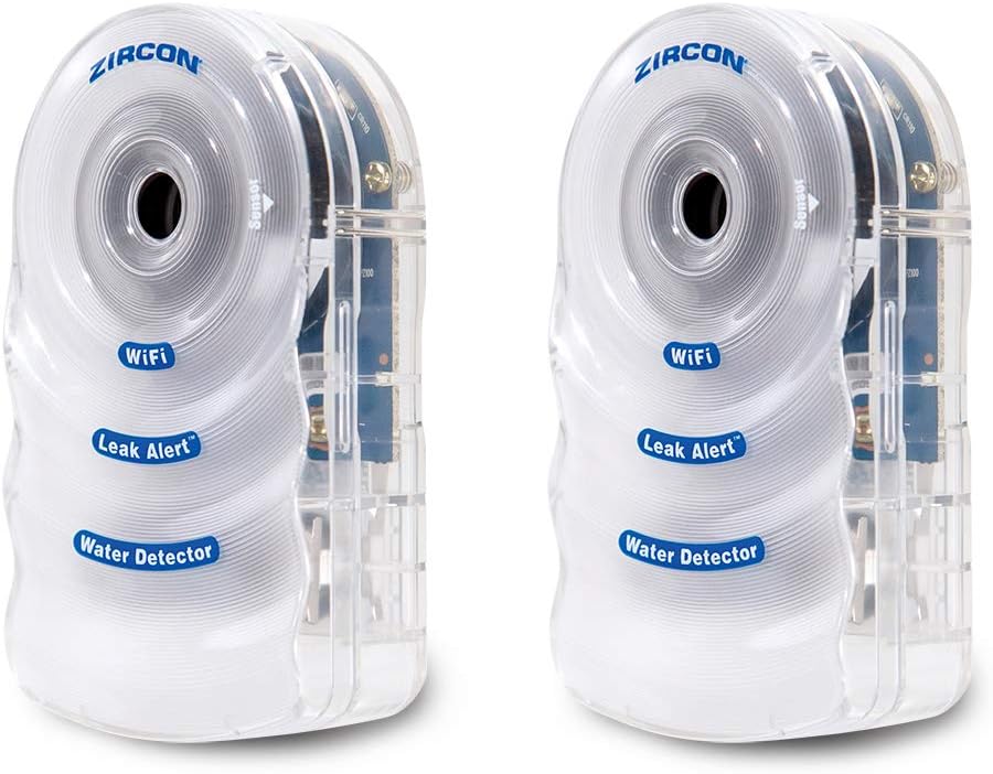 Zircon Leak Alert WiFi -Smart Electronic Water Detector Alarm with Email, Audio and Visual Alerts - Battery Included