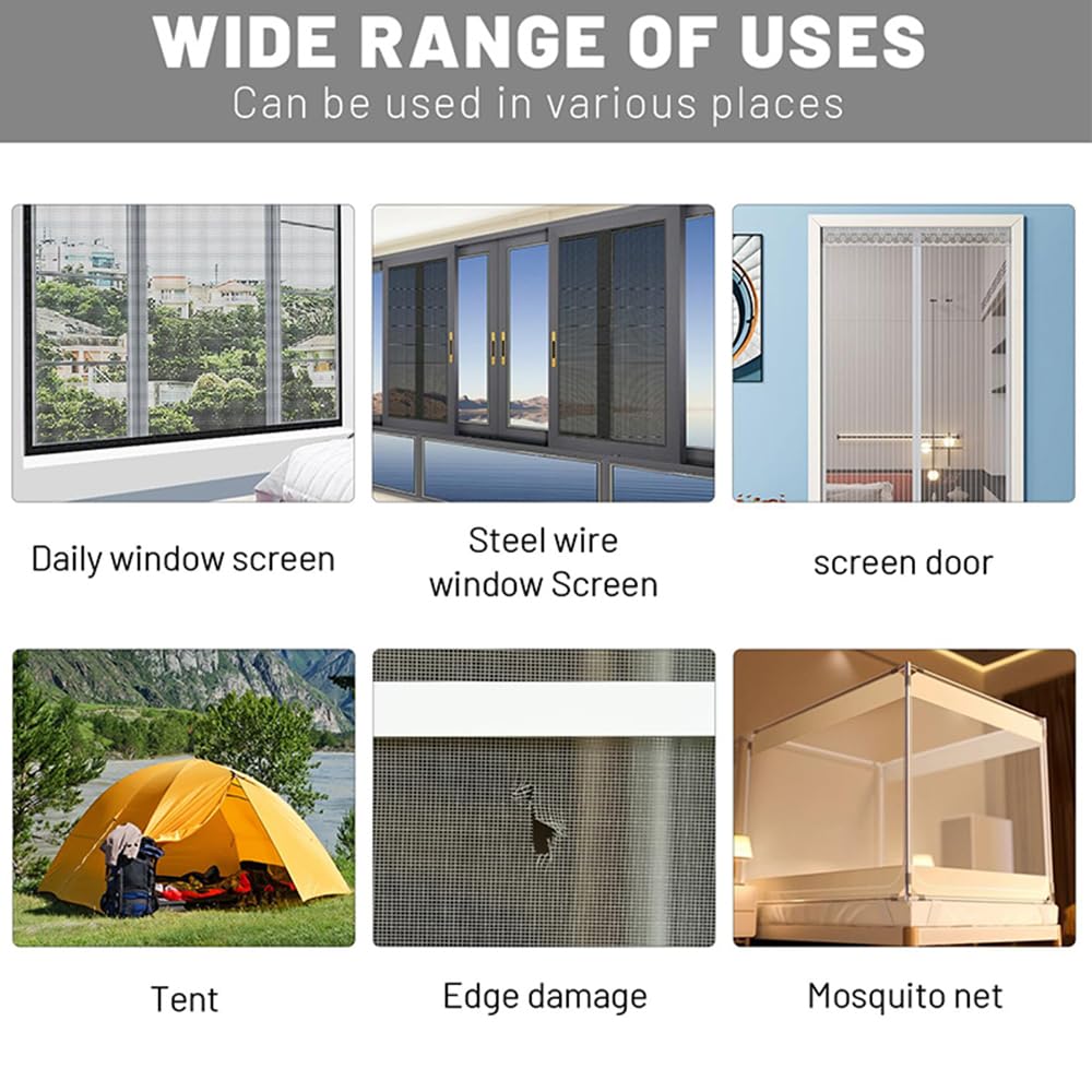 SKYPRO Window Mosquito Net Repair Tape Self Adhesive Window Screen Repair Patch Strong Anti-Insect Fly Mesh Broken Holes Repair(2Pcs,White)