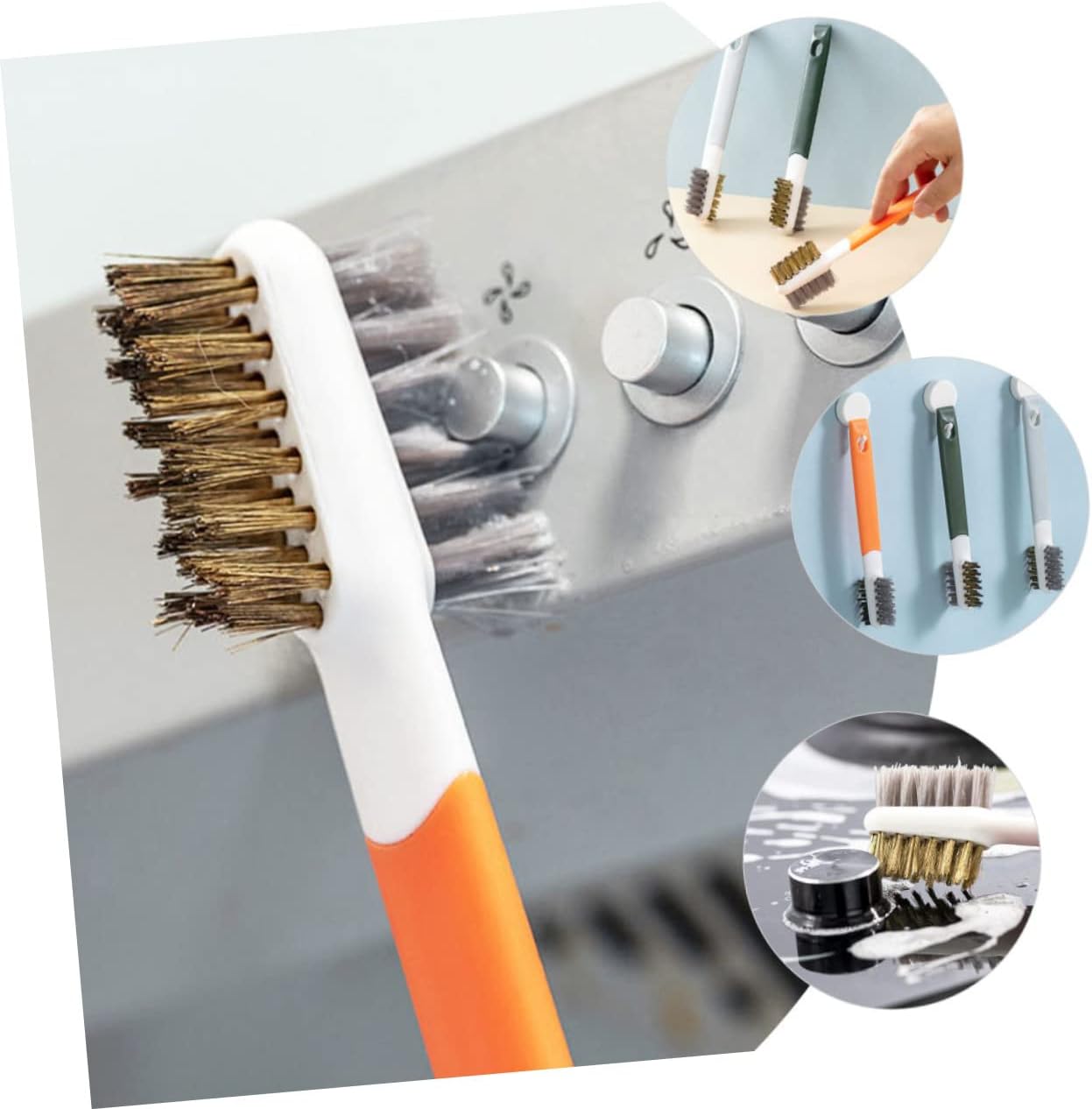Alipis 3pcs Brush for Gas Stove Double-end Kitchen Countertop Cleaner Lightweight Sturdy Design for Efficient Removal for Home and Restaurant Use