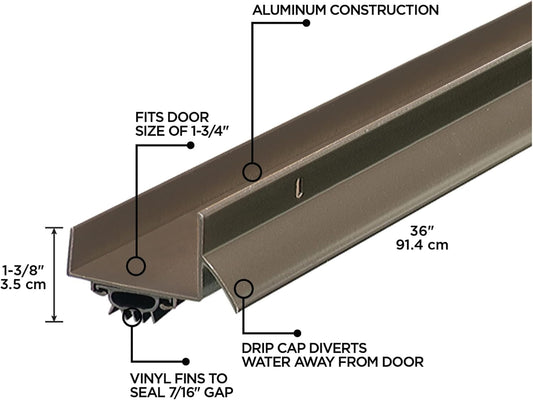 M-D Building Products 49000 36 in. Satin Nickel Aluminum U-Shape Screw-on Under Door Seal