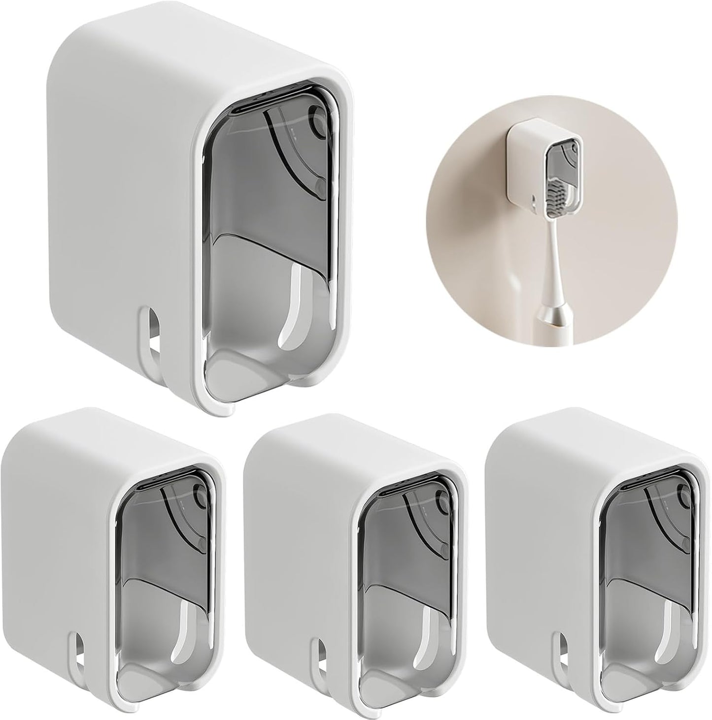 Toothbrush Holder Wall Mounted Toothbrush Holders for Bathrooms, Tooth Brush Holder for Travel and Home, Single Toothbrush Organizer with Cover for Shower 2PCS