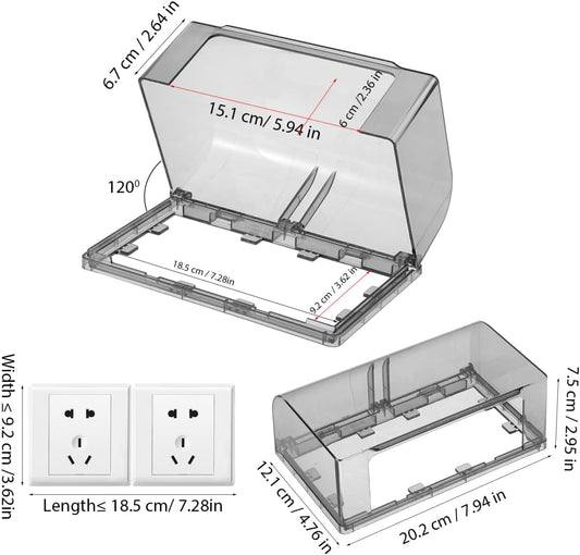 Ipetboom Waterproof Socket Cover Double-Position Thickened Adhesive Outlet Protector Box Splash-Proof Electrical Socket Cover for Indoor and Outdoor Use 7.95X4.76X2.95In