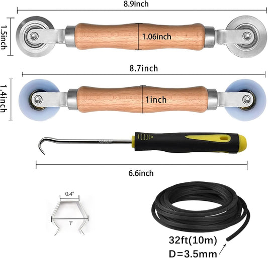 BAYTORY Upgrade Window Screen Repair Kit, Steel/Nylon Roller Tool with Bearing | Spline Removal Hook and 12Pcs Screen Clips Replacement for Installing Door Mesh Screens
