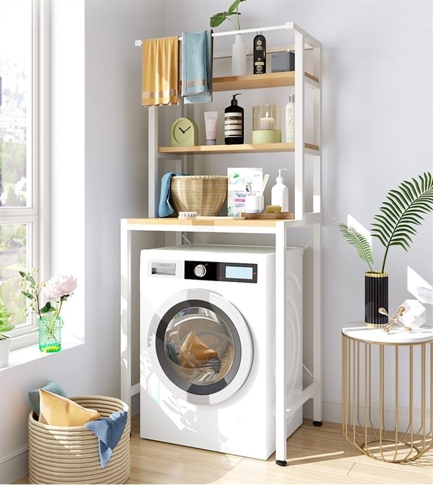 Shelves, Bathroom Tiers, Floor Storage, Gap Storage, Washing Machine Rack, 3-Tier Laundry Room Shelf Over The Washing Machin, Storage Rack(White)