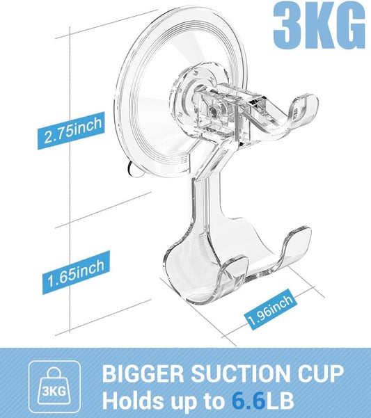 Teletrogy Large Suction Cup Hooks Shower Razor Holder - 2 Pack Heavy Duty Reusable Vacuum Shower Hook, Damage Free Wall Hooks for Bathroom Kitchen Towel Loofah Sponge Key Shaver Bathrobe Wreath