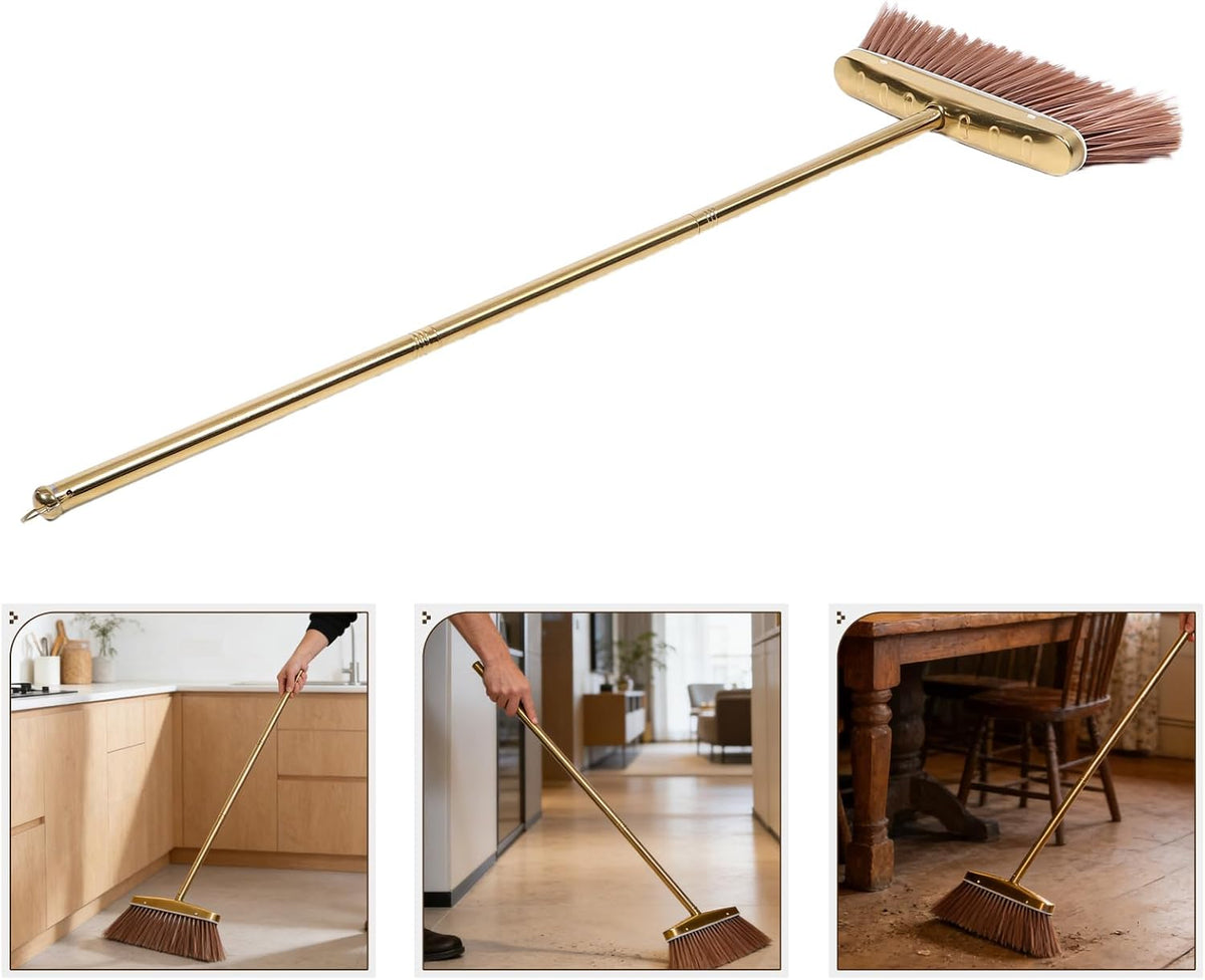 BESPORTBLE Heavy Duty Detachable Stainless Steel Broom with Thickened Handle for Indoor and Outdoor Floor Cleaning, Commercial Restaurant Sweeper for Kitchen, Patio, and Yard Use