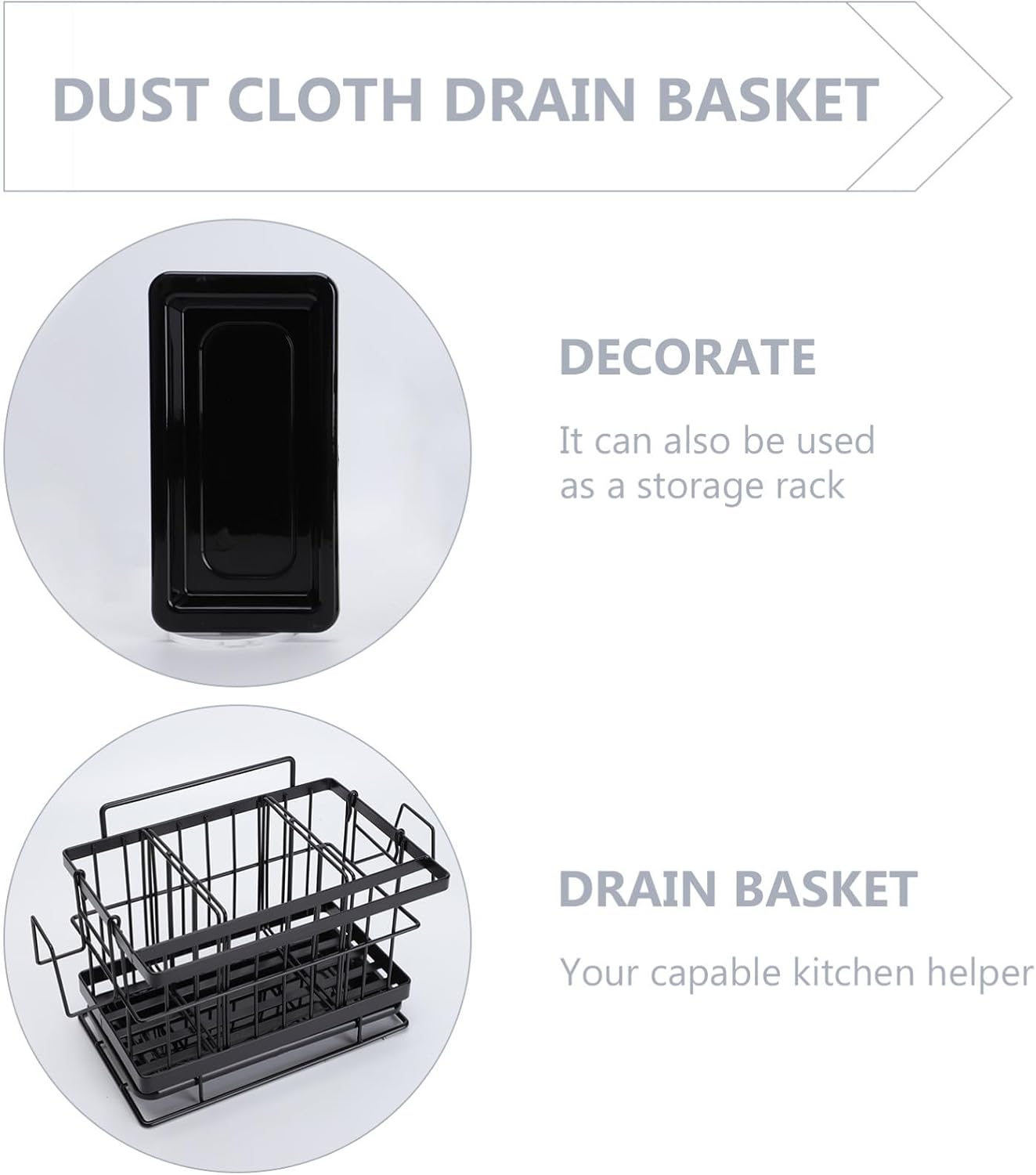 1pc Wall-mounted Adjustable Stainless Steel Sponge Drain Rack for Kitchen Sink Dust Cloth Storage Basket Neat Organizer for Cleaning Tools and Utensils