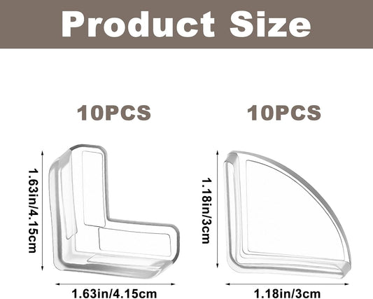 20Pack Baby Corner Protector Guards, Clear Corner Protector to Cover Sharp Furniture Baby Proof Corners Guards Safety Anti-Collision Bumpers for Table Edges Cabinet Window Corners (10 L+10 Fan-shaped)