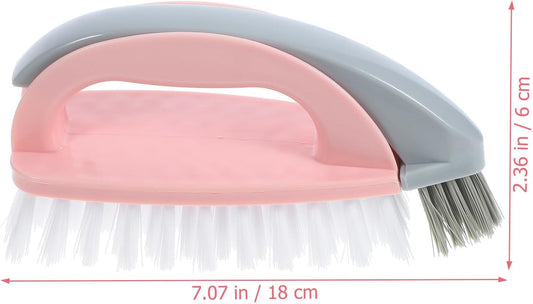 FRCOLOR Multi-Function Laundry Brush for Shoes and Clothes Cleaning Pink Plastic Handle, Practical Scrubbing Brush for Household Use and Bathtub Cleaning
