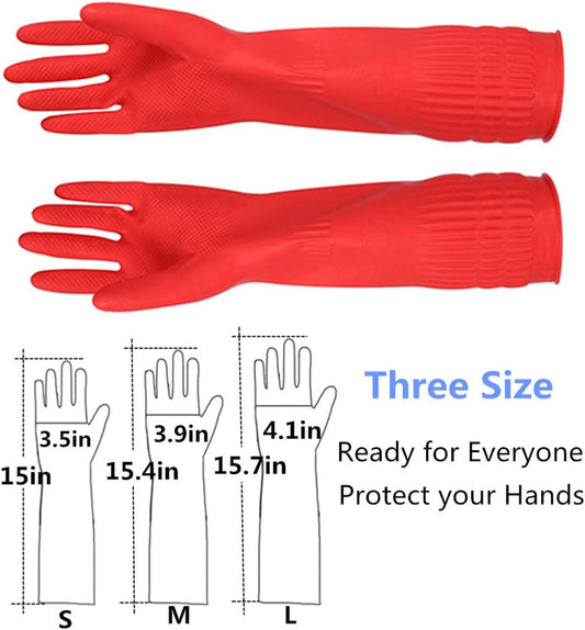 Rubber Cleaning Gloves Kitchen Dishwashing Glove 2-Pairs And Cleaning Cloth 2-Pack,Waterproof Reuseable.(Medium)