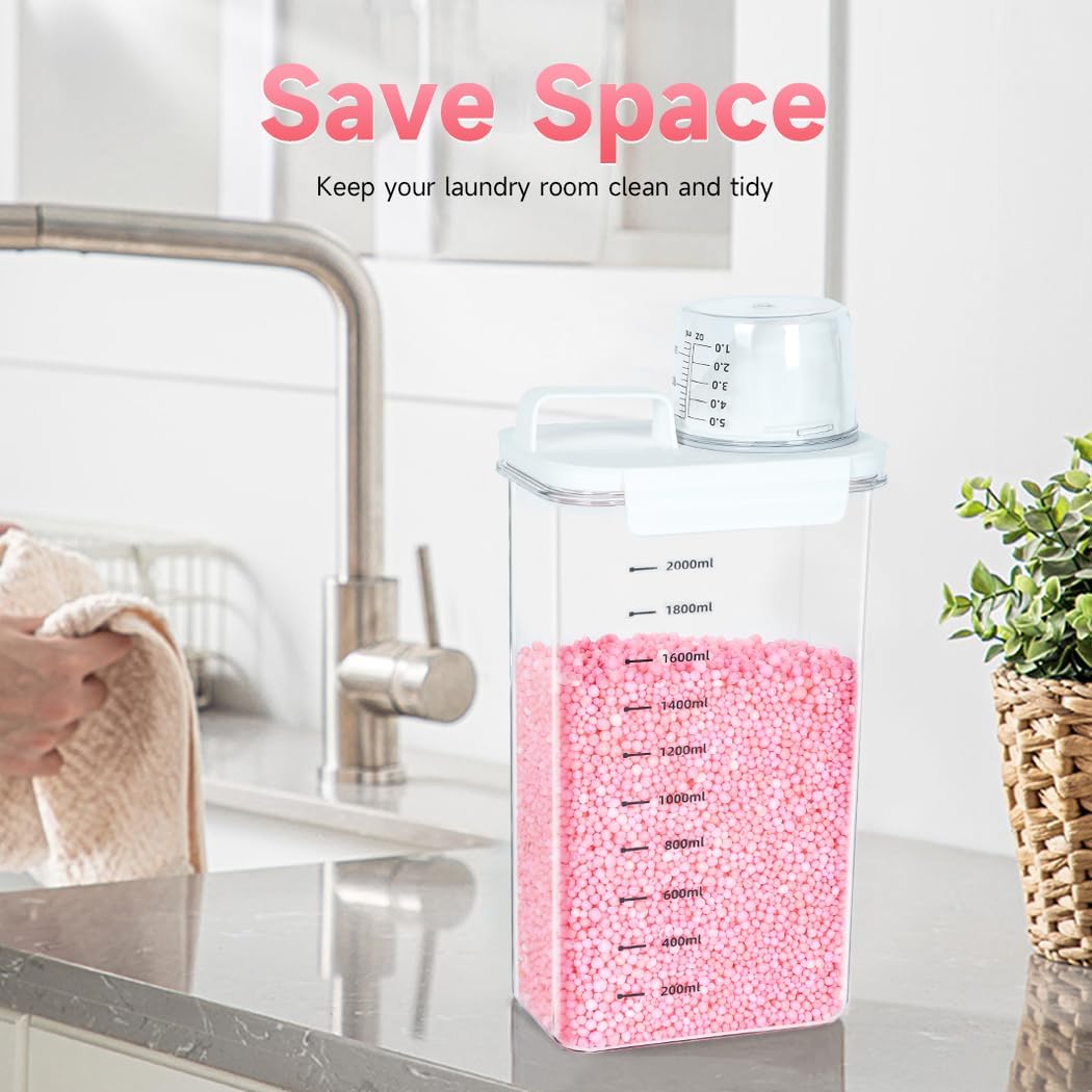 Tokokimo Laundry Detergent Dispenser - Powder Container & Scent Booster Beads Dispenser for Laundry Room Organization