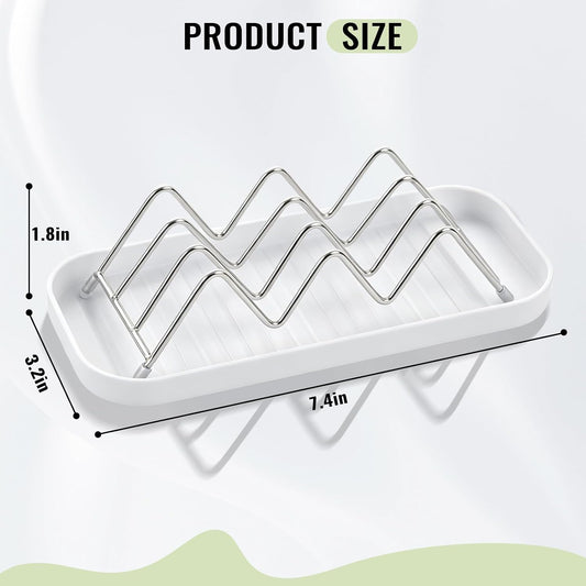 Wavy Soap Dish for Shower,Stainless Steel Self Draining Shampoo Bar Holder with Drip Tray,Rustproof Quick Dry Organizer for Shampoo Bars Conditioner Bars & Bar Soap,Bathroom Kitchen Sink