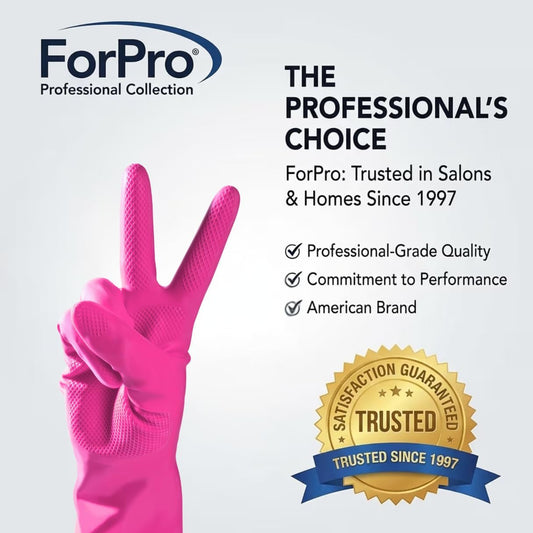 ForPro Natural Rubber Gloves, 6 Pairs Reusable Multi-Purpose Household Cleaning Gloves with Soft Inner Lining, Waterproof & Chemical-Resistant, Wild Cherry, Small