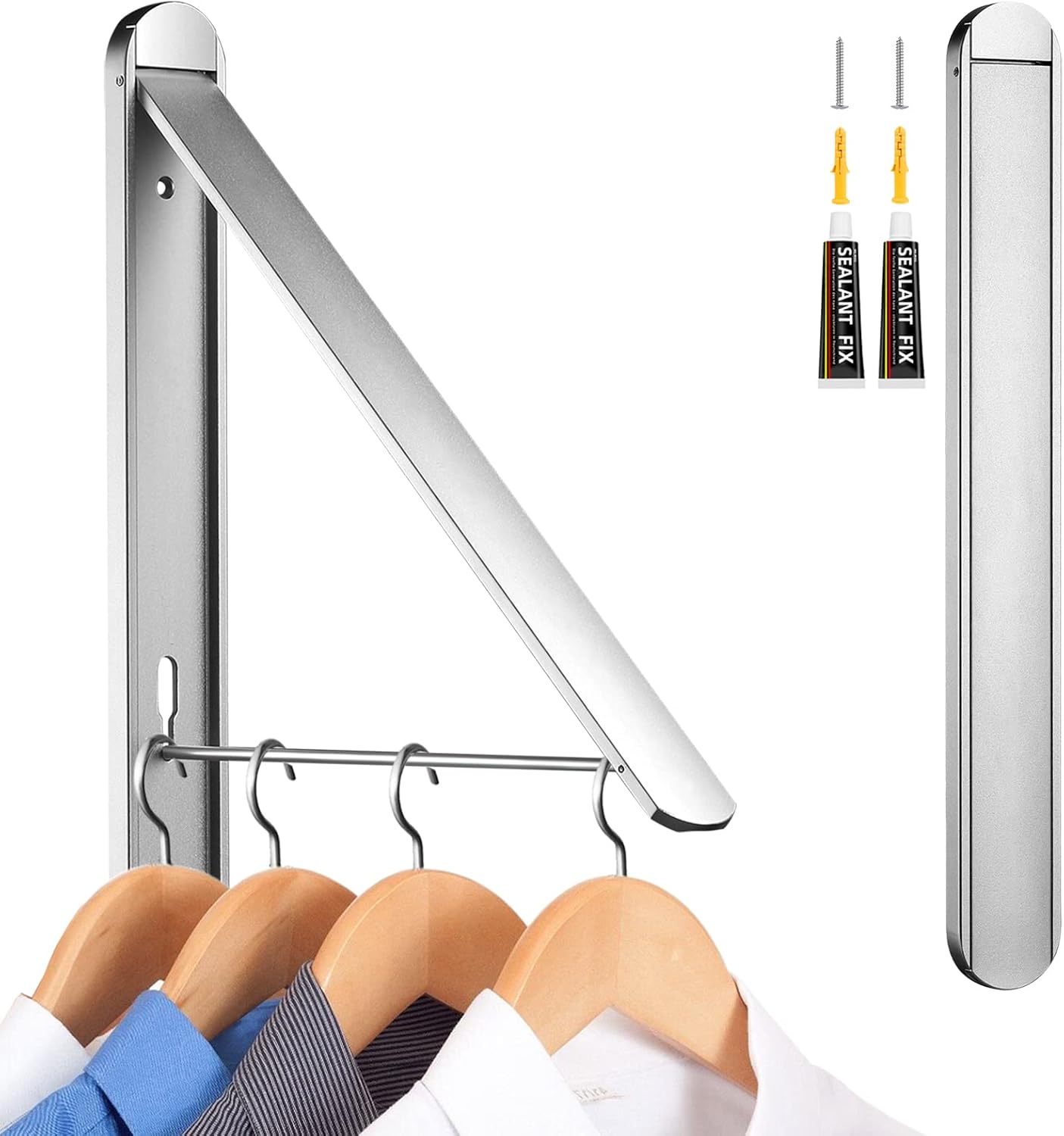 Clothes Drying Rack for Small Laundry Rooms, Clothes Drying Rack Folding Indoor, Wall Mounted Clothes Rack Foldable, (Aluminum, Black)