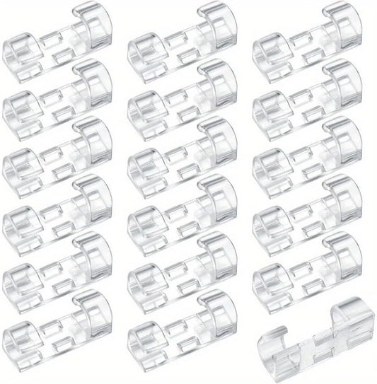 100pcs Clear Adhesive Cable Clips for Desk and Wall, Durable PC Cord Organizer Clips for Office, Home and Car, Strong Self-Adhesive Wire Management Clips for Ethernet, Charging Cables and Power Cords