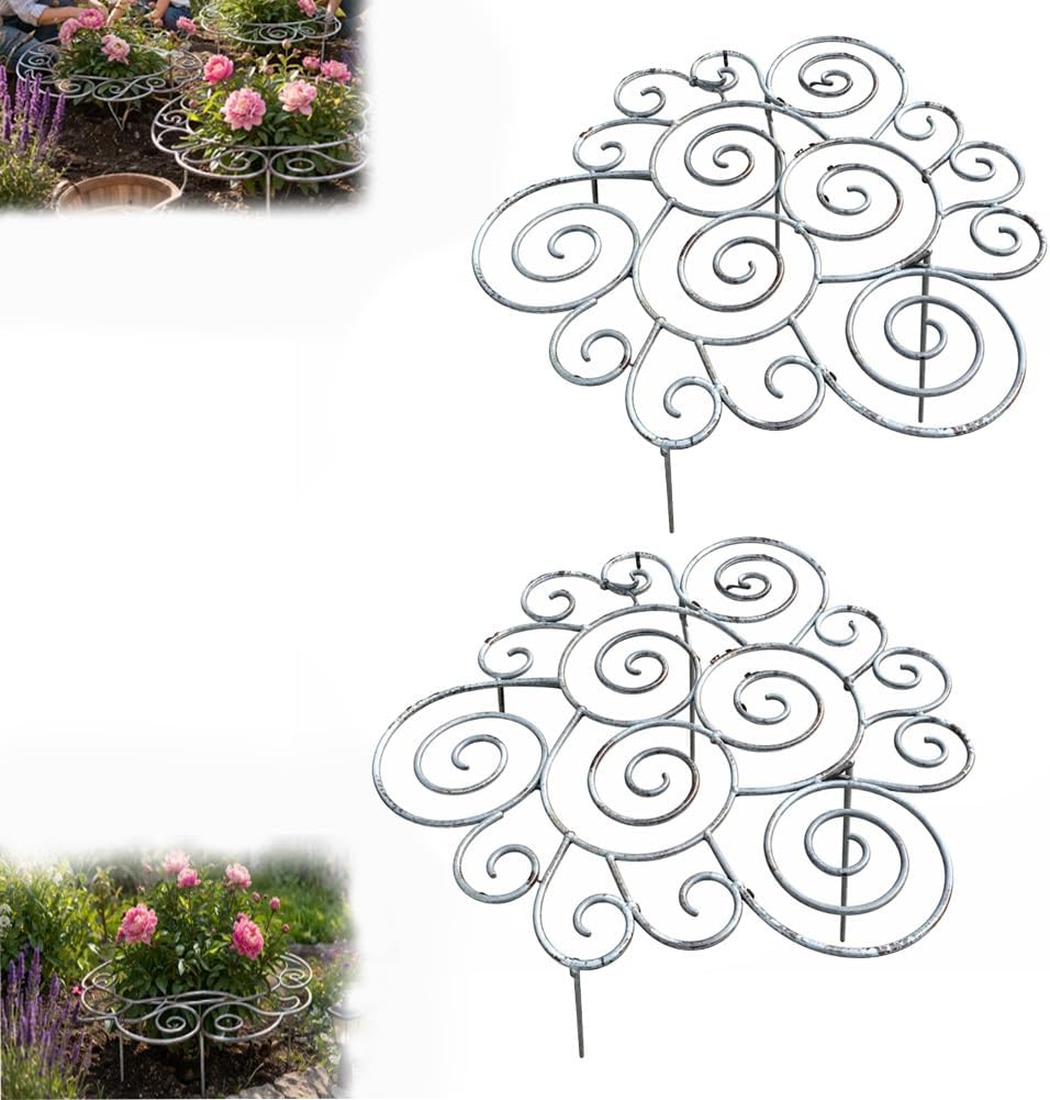 Metal Plant Support Ring for Garden, Peony Cage Stand, Indoor Pots, Flower Hoop, Decorative Grow Through Rings, Stackable Houseplant Stake, Dahlia Cage, Outdoor Orchid Clip(1PC,Medium)