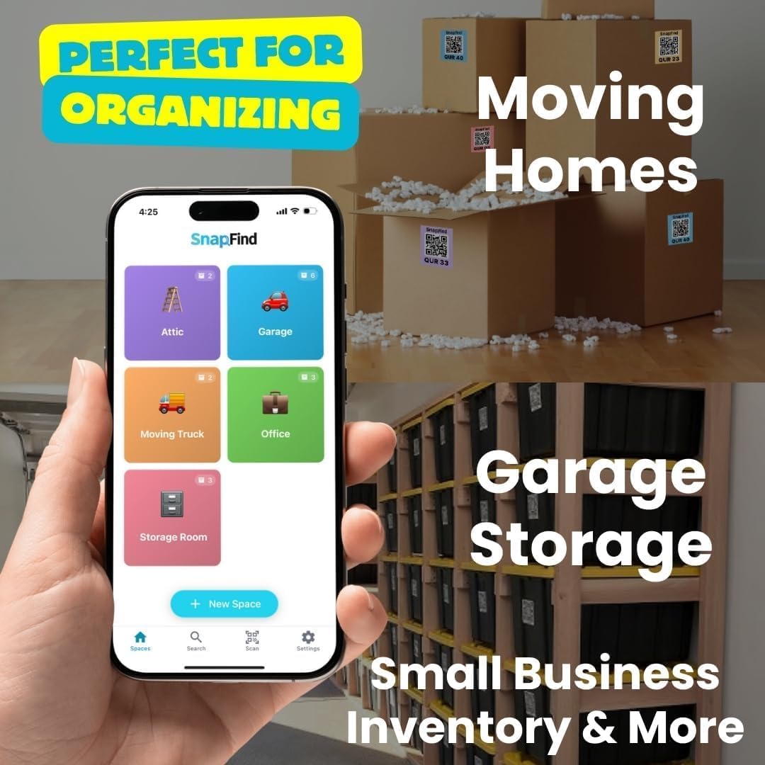 Smart QR Code Labels – AI Auto-Labeling, No Typing! Storage Bins & Moving Containers – iOS and Android App – 10 Waterproof Stickers (3" x 5") (Red)