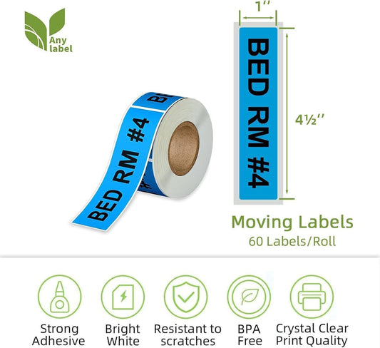 Home Moving Color Coding Labels 3 Bedroom House 2 Bathroom Kitchen Fragile Blank Space Box Stickers, Total 16 Rolls, 50 Labels/Roll, 1 x 4.5 Inch