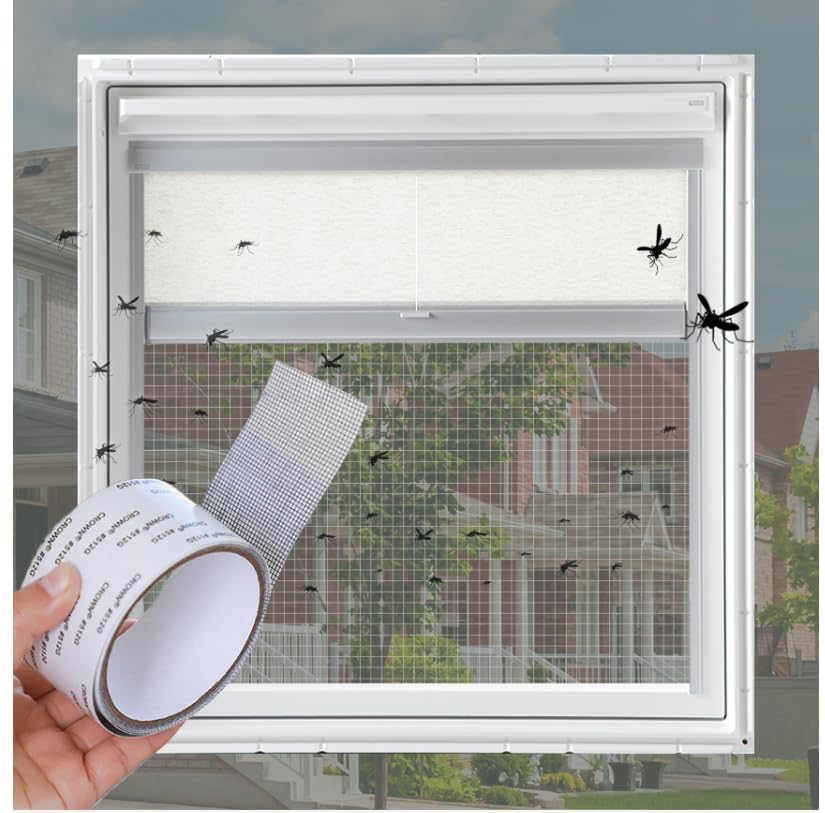 Window Screen Repair Kit Tape Repair Kit for Window Screen and Screen Door Strong Adhesive Window Screen Mesh Repair Waterproof Screen Repair Kit(2 in × 6.56ft) Grey