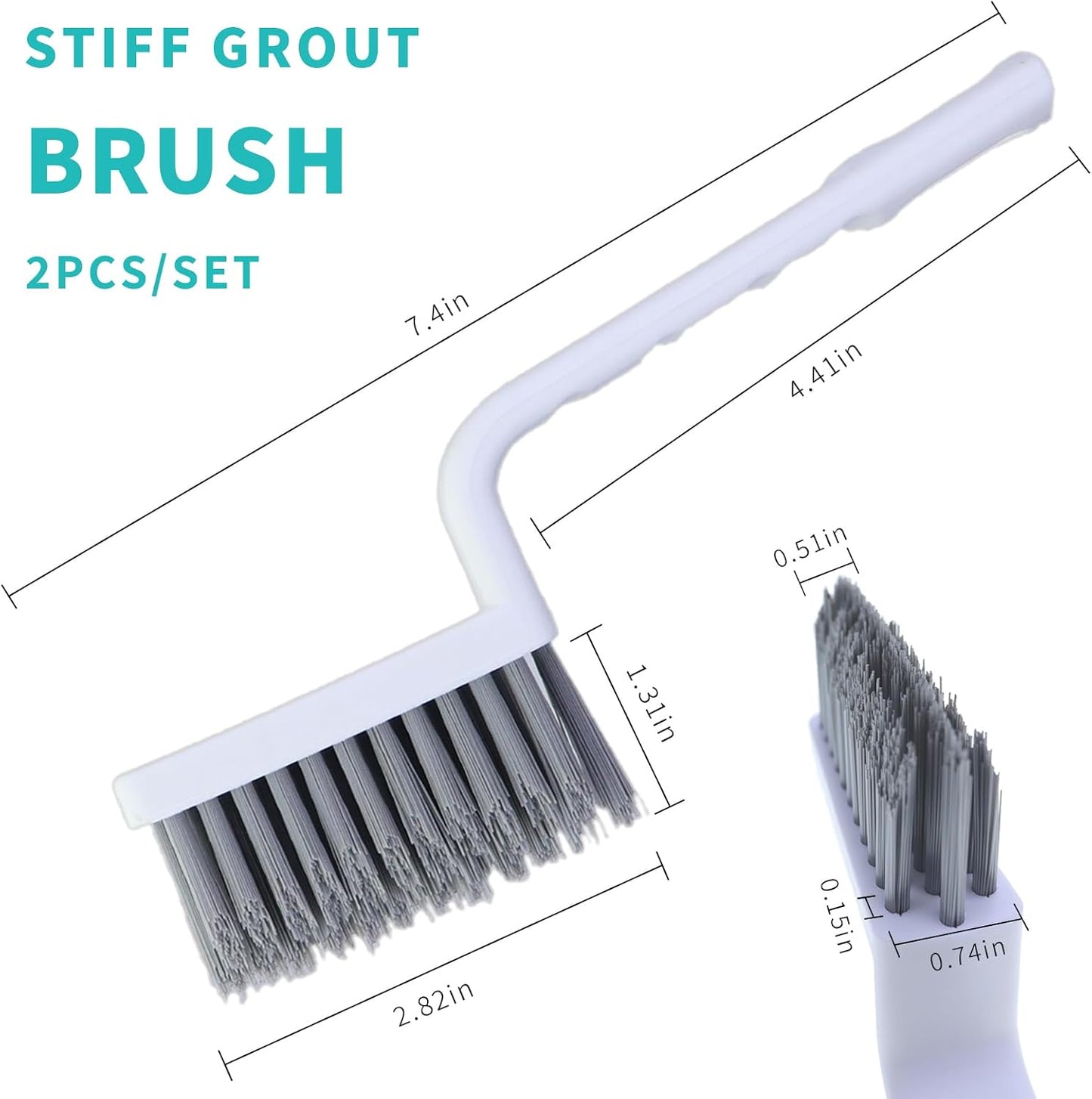 V Shape Grout Cleaner Brush Scraper, Stiff Bristle Grout Cleaning Brushes for Tile Floor, Handheld Grout Scrub Brush Set for Shower, Bathroom, Kitchen, Household, Easy Reach to Narrow Nooks and Cranny