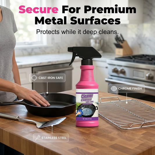 Fast Acting Heavy Duty Grill Degreaser Spray, 2026 New BBQ Oven Cleaner, Multi-Surface Grease Remover for Grates, Cookware, Baking Sheets, Powerful Kitchen Cleaner
