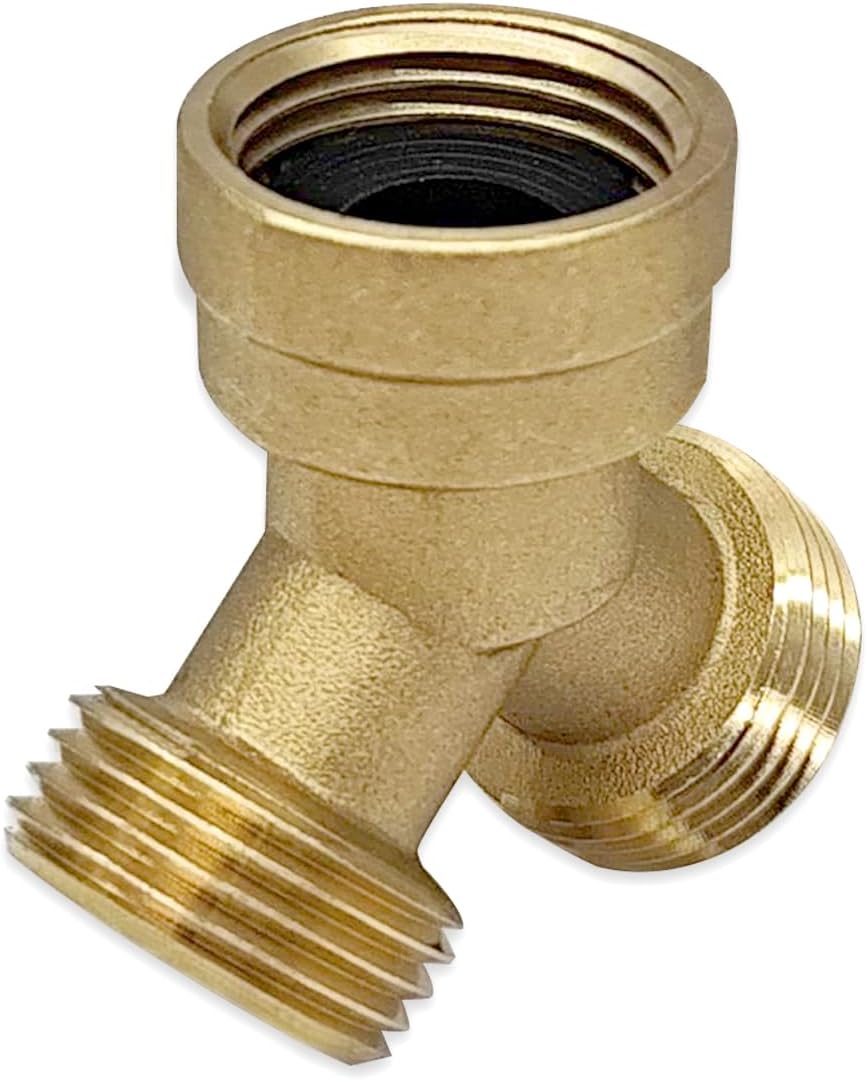 Hooshing Heavy Duty Brass Garden Hose Y Connector 3/4" Male x 3/4" Male x 3/4" Female GHT Thread 2 Way Hose Splitter Y Adapter with Washers