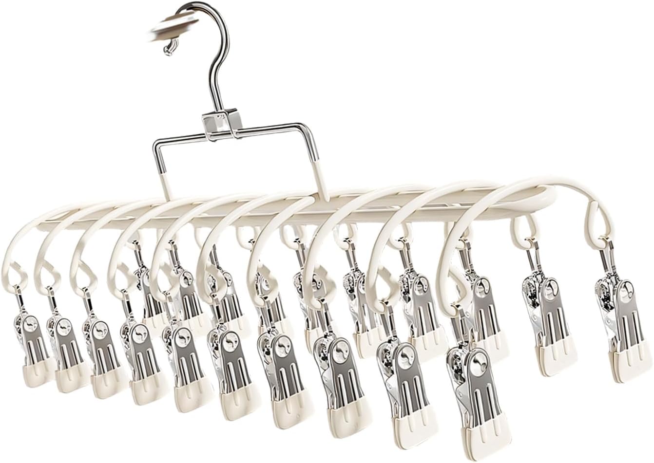 Stainless Steel Garment Hanger 20 Secure Foldable Clips Home Vacation Accessory Outdoor Portable Garment Drying Hanger