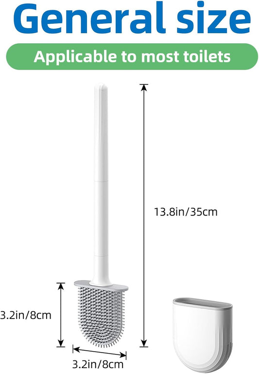 Silicone Toilet Brush,Toilet Bowl Brush,Toilet Brush and Holder Set,Rv Toilet Cleaner Brush Wall Mounted for Bathroom,RV Travel Trailers and Campers