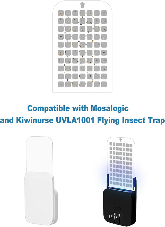10 Pack Flying Insect Trap Refill Compatible with Mosalogic UVA Fly Insect Trap, Replacement Sticky Glue Cards for Kiwinurse UVLA1001 Plug-in Mosquito Killer Indoor
