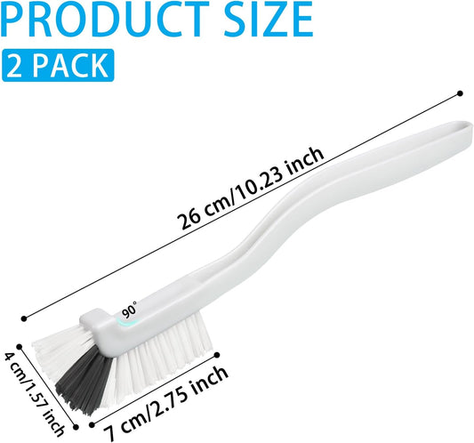 GTOTd Kitchen Right Angle Scrub Grout Small Cleaning Brush(2 Pack)Best Kitchen Gadgets Gifts Stuff for Bottle Bathroom Brushes Household Pot Pan Dishwasher Edge Corners Deep Brush with Stiff Bristles