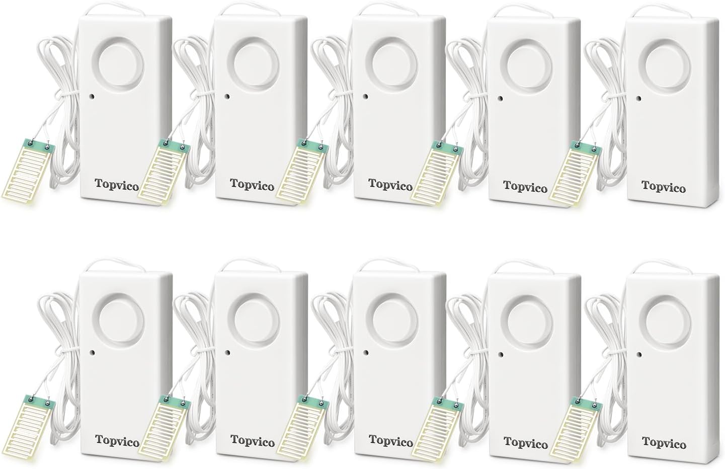 Water Leak Detector Alarm, 120dB Flood Alert for Home, Basement, Under Sink, Sump Pump, RV, Water Heater, Battery Operated Standalone Moisture Sensor, Bulk 10 Pack