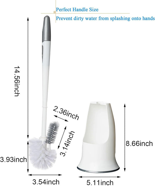 2 Pack Toilet Bowl Brush Without Holder for Bathroom, Under-Rim Double Brush Head, Long Handle Household Cleaning Brushes Set (2 Pack Grey Brush Without Holder)