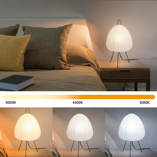 Japanese Paper Lamp,Noguchi Style Table Light,Japanese Decor Rice Paper Lantern Lamp,Handmade Akari Floor Light,White Cozy Japandi Style LAMP for Living Room,Bedside(Noguchi desklamp)