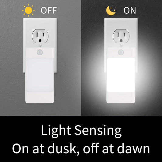 4-in-1 LED Night Light Emergency Backup Light, Motion Sensor, Dusk-to-Dawn Sensor, Rechargeable Battery Operated 5000K Daylight White, LED Flash Light for Home, Power Failure, Hurricane