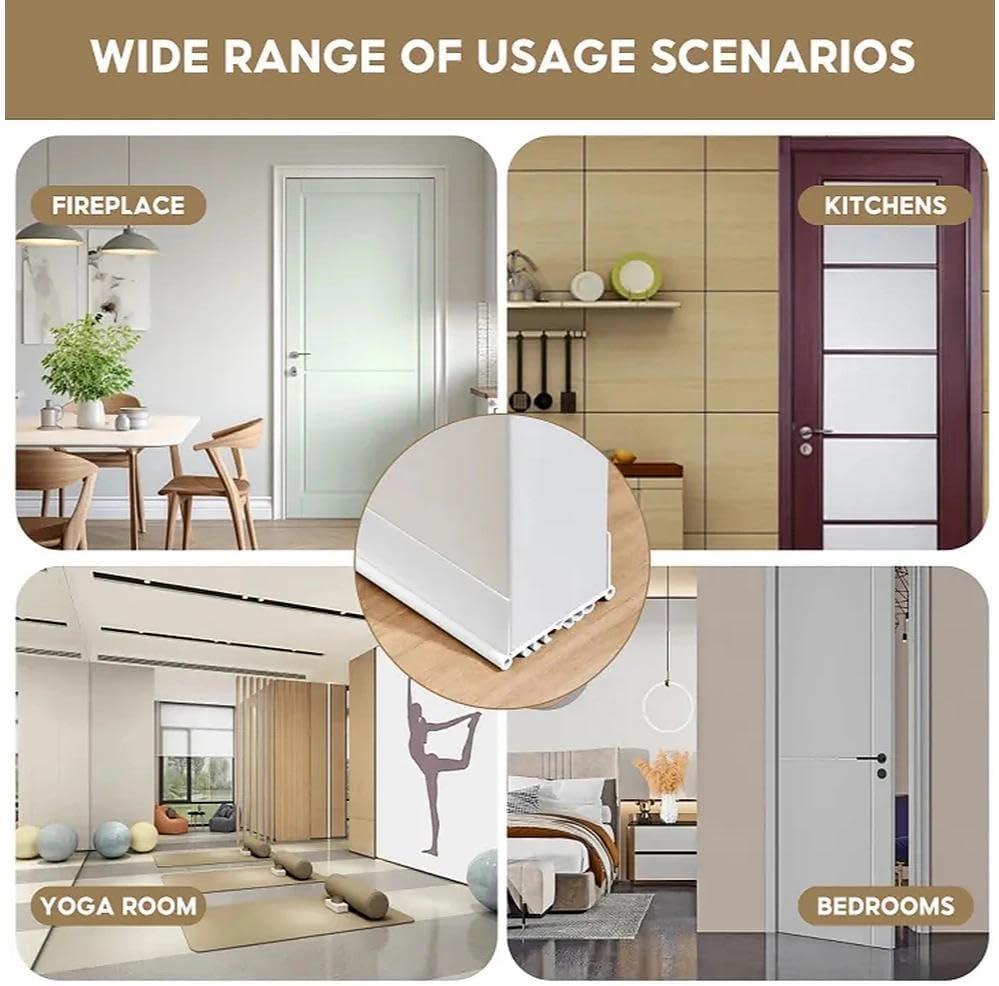 Upgrade Vinyl Door Seal Strip Bottom 35×2 Inch Adjustable Door Sweeps Door Draft Stoppers for Bottom of Door Easy to Install Under Door Weather Stripping, Blocks Dust/Insects/Noise