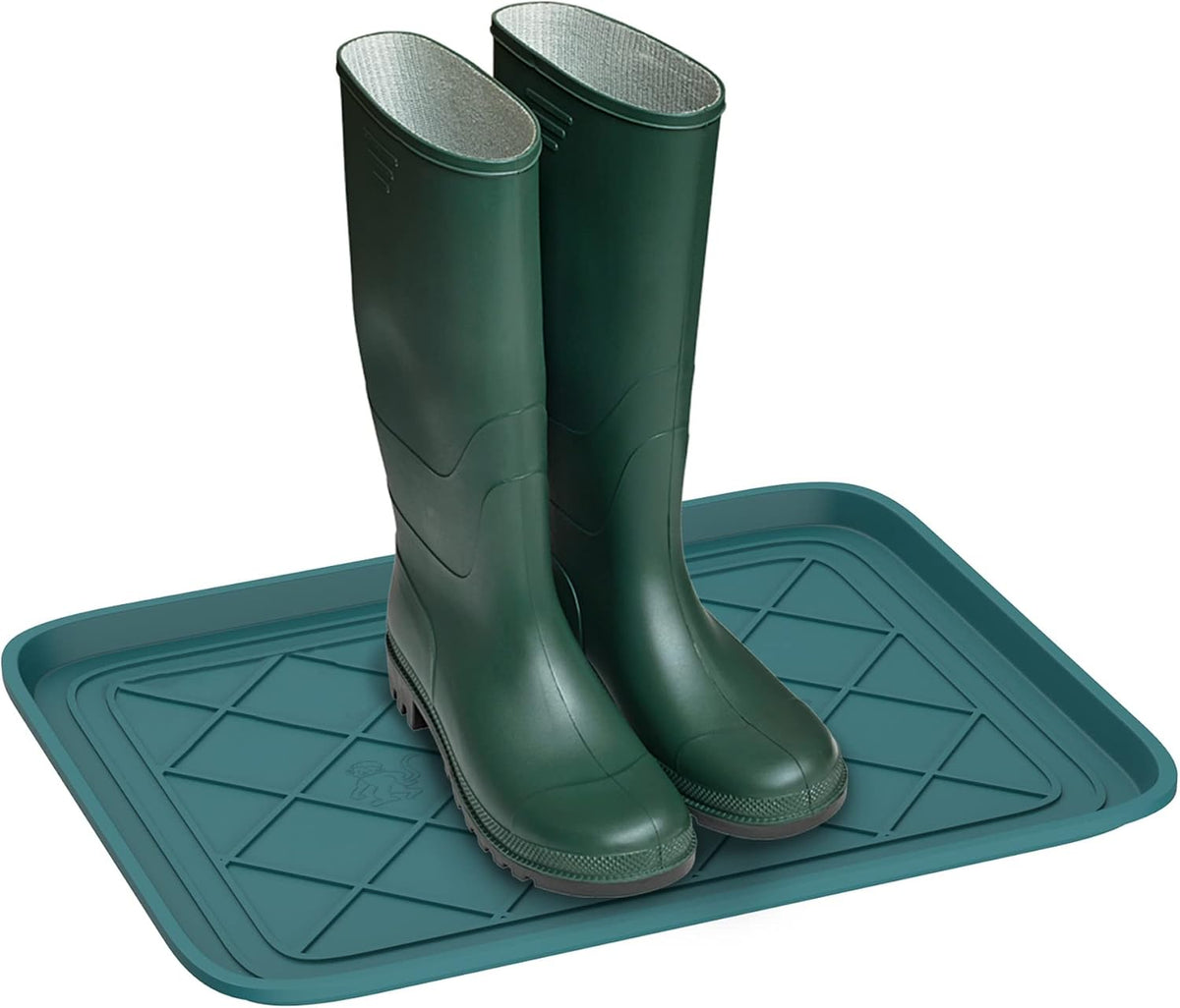 Stalwart All-Weather Boot Tray, Indoor Outdoor Doormat for All Seasons, 2 pk Small, Black