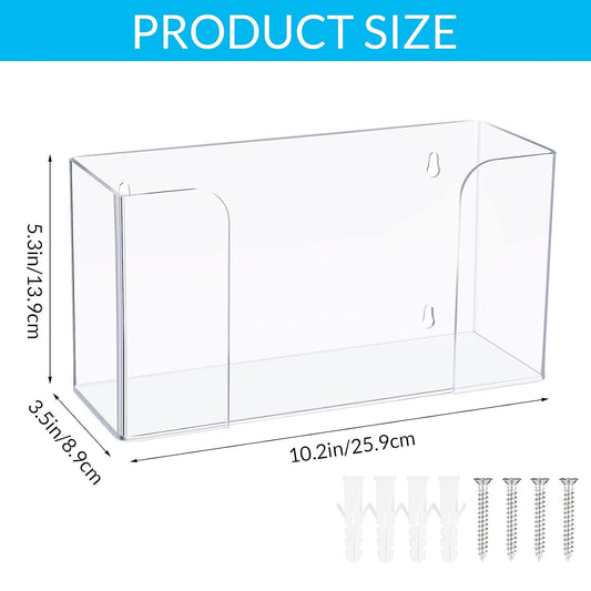 Soaoo 4 Pcs Acrylic Glove Box Holder Dispenser Glove Holder for Wall Mount Clear Acrylic Glove Rack Wall Floating Glove Box Organizer for Medical Latex Rubber Disposable Glove Boxes (Single,5.3'' H)