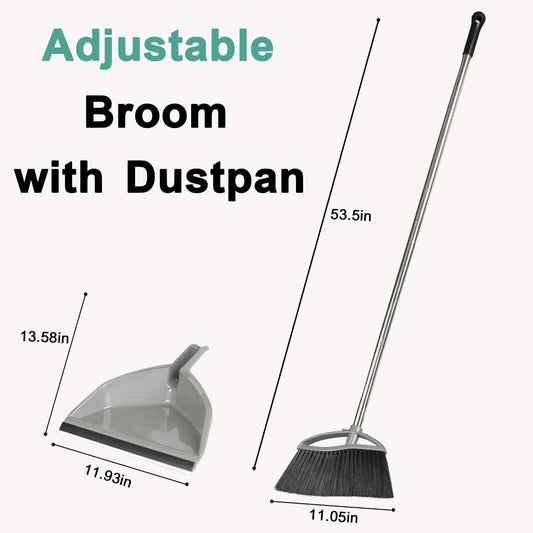 3 Pack Wide Heavy Duty Angle Broom - Stiff Bristle Outdoor Brooms for Sweeping Patio, Garden, Garage, Yard (Black, Yellow, Green)