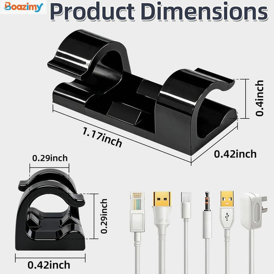 Self Adhesive Cable Clips 60 Pcs, 7.5mm Black Wire Holders with Strong Adhesive, Cord Management Organizer for Under Desk Wall TV PC Ethernet Cable