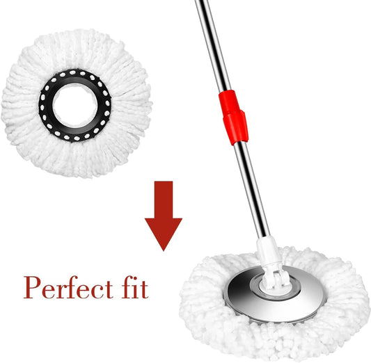 Spin Mop Replacement Head for 360 Spin Mop Bucket with Wringer Set Systems, Microfiber Spin Mop Refills,Easy Cleaning Round Shape Standard Size (4)