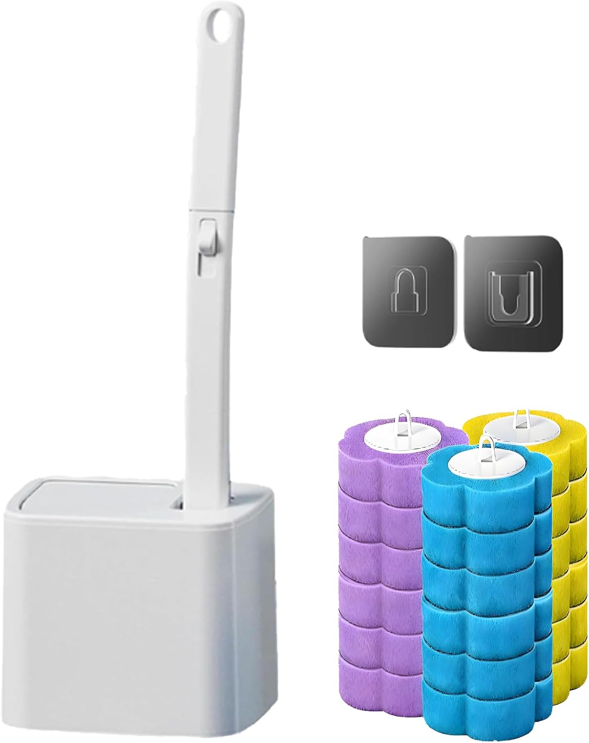 Disposable Brush with Holder & Refill Heads - Hygienic Sanitary Toilet Cleaner for Easy Cleaning, Streak-Free Fresh Bathroom, No Mess Disposable Toilet Bowl (1, Refill (36 pcs))