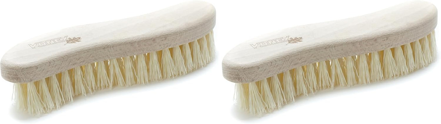 Konex Heavy Duty Scrub Brush - Old-Fashioned Wooden Design, Curved for Bathtubs, Wall and Floor Tiles - S-Shaped for Grime and Mildew Removal