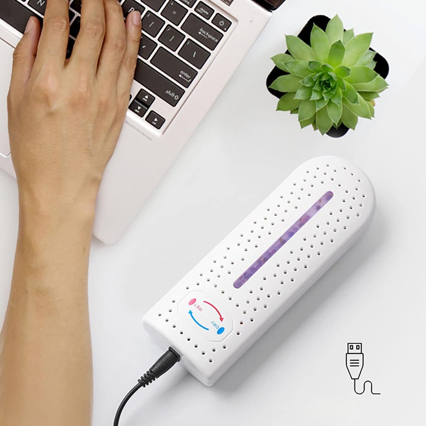 Electric Dehumidifier, USB Rechargeable Rectangle Air Dehumidifier 16.8x5.8cm/6.6x2.3in Mini Portable Dehumidifying Machine for Home Wardrobe Cabinet