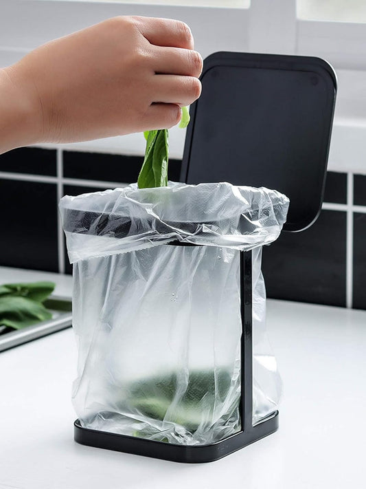 Metal Countertop Trash Can Garbage Bag Holder for Home Kitchen (Black) …