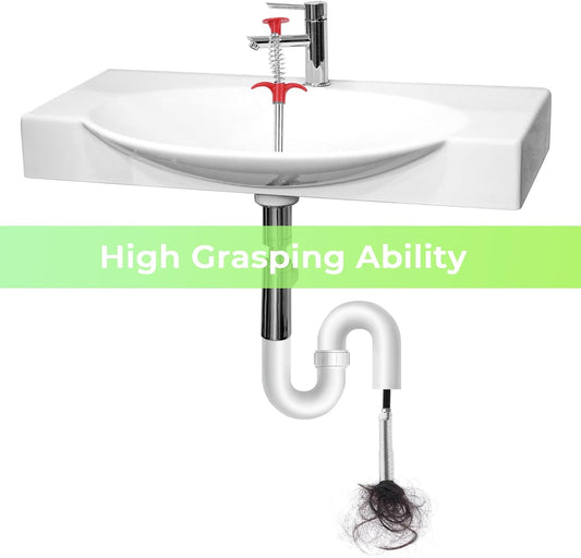Drain Snake Auger with 4-Claw Grabber, Manual Sink Unclogger Tool, Flexible Cable for Kitchen, Bathroom Floor Drains & Pipes, Food & Hair Clog Remover (40 Inches)