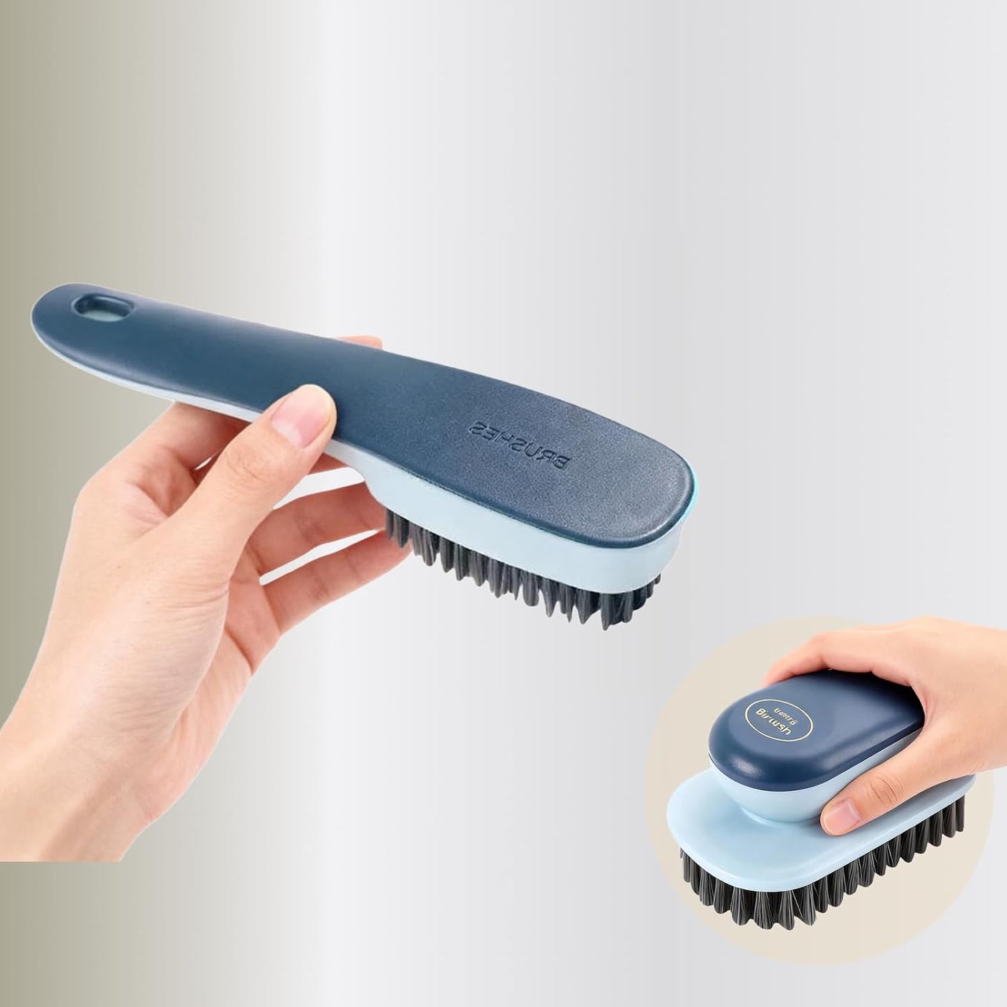 Laundry Brush, Shoe Brush, Used for Cleaning Stains, Floor Tiles, Kitchen, Carpet, Household Cleaning, Etc. Easy to Hold Set of 2 Pieces