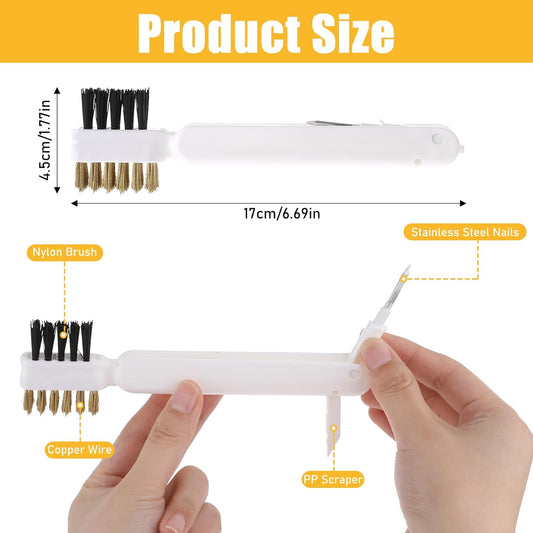 Brass Wire Scrub Brushes - Deep Gas Stove & Cooktop Scraper for Grease, Grime & Rust - Hard Bristle Crevice Brush for Pot & Pan
