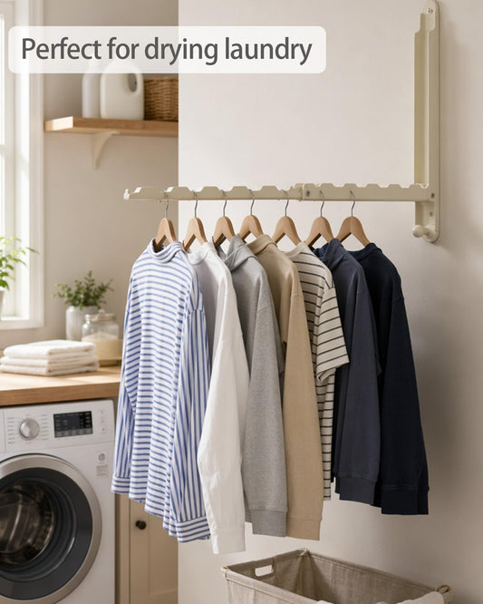 Foldable Clothes Drying Rack Heavy Duty Wall Mounted 2 Pack for Laundry | Metal Non-slip Rust-proof Clothing Rack Closet Organizer Essential for Bedroom Laundry Room