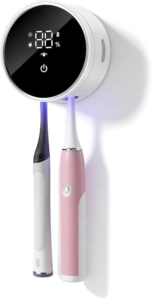 UV Toothbrush Sanitizer and Holder, WONICO Smart Tooth Brush Holders for Bathroom, Toothbrush Wall-Mounted Cleaner Organizer with Auto-Inductive Cover Fits Electric, Manual Toothbrushes for Home